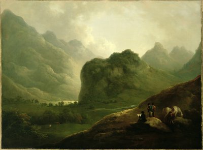 Eine Skizziergruppe im Pass von Borrowdale von Julius Caesar Ibbetson
